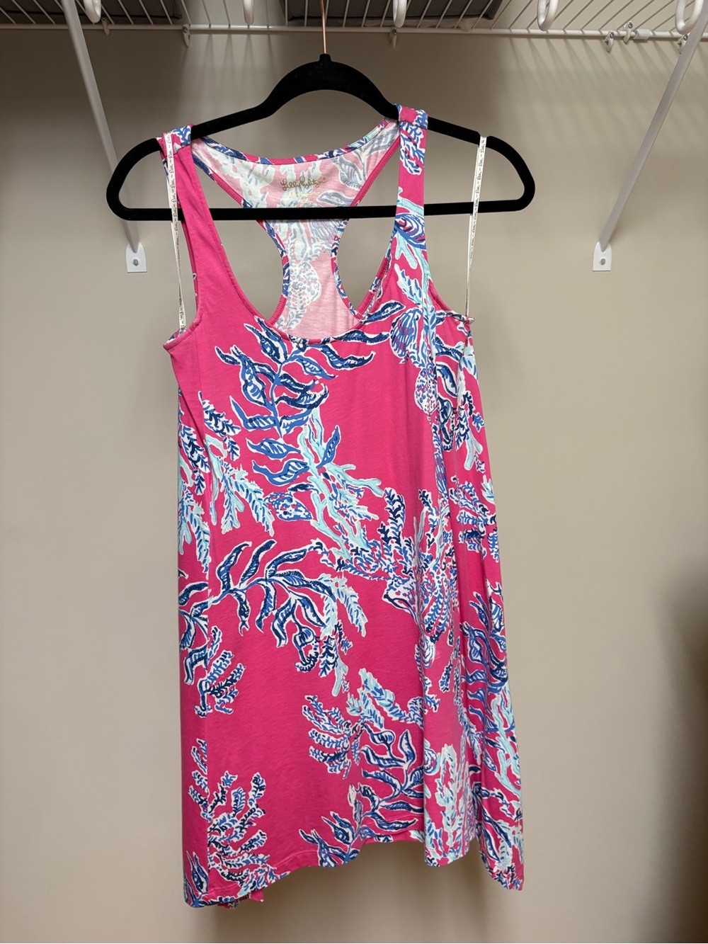 Lilly Pulitzer Pink Blue Coral-Print Racerback Dress